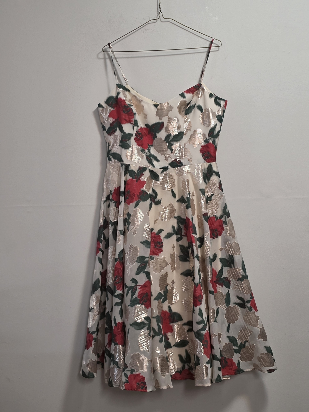 Dress the Population White Midi Skirt with Red Rose Print - Picture 2 of 8